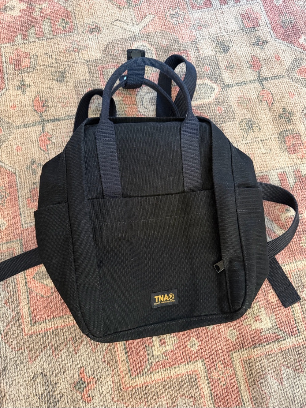 Aritiza TNA Black Canvas Compact Backpack with Top Handles